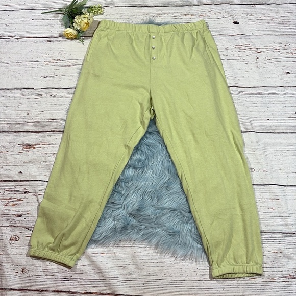 NWT DONNI Sweater Henley Lounge Sweatpants Lime - Picture 2 of 9